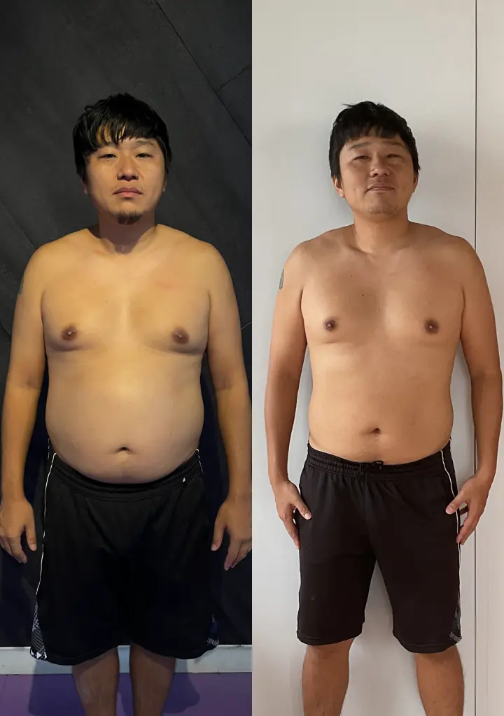 前から見たビフォーアフターの写真